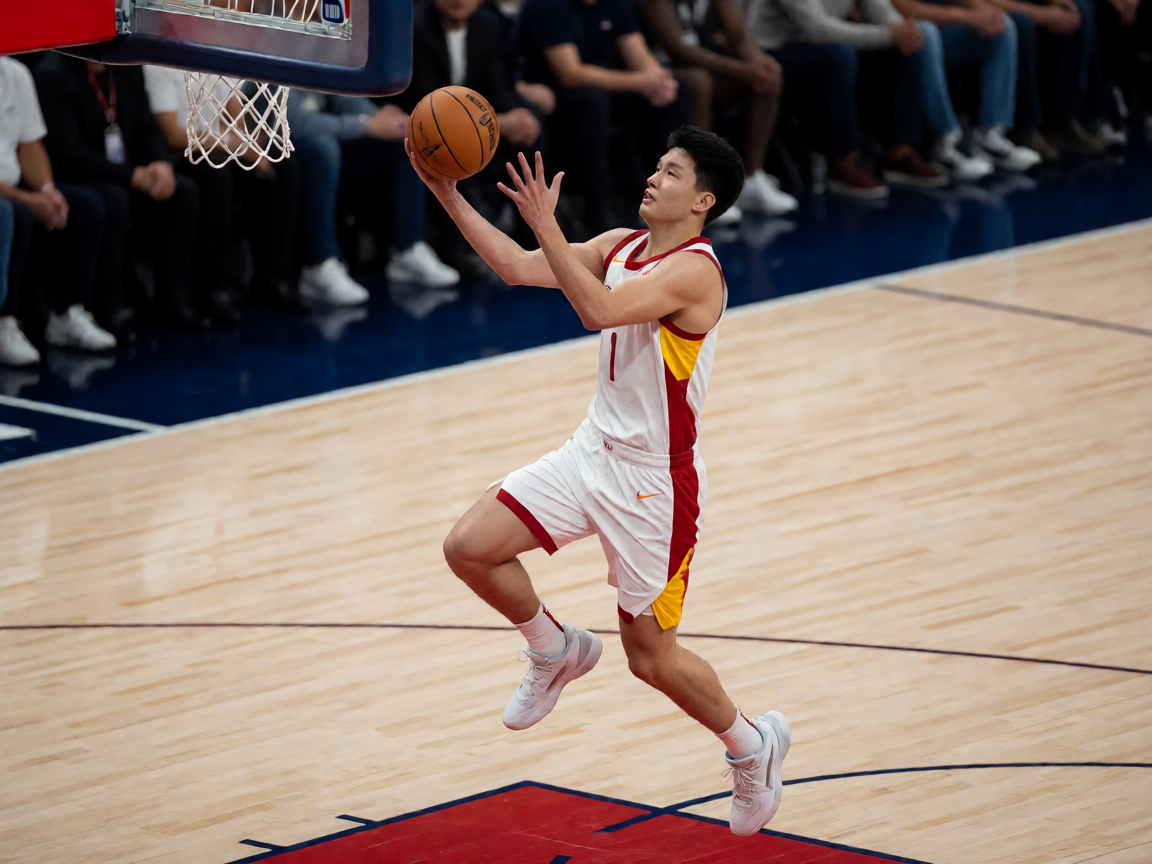 NBA篮球比赛中球员突破上篮的精彩瞬间