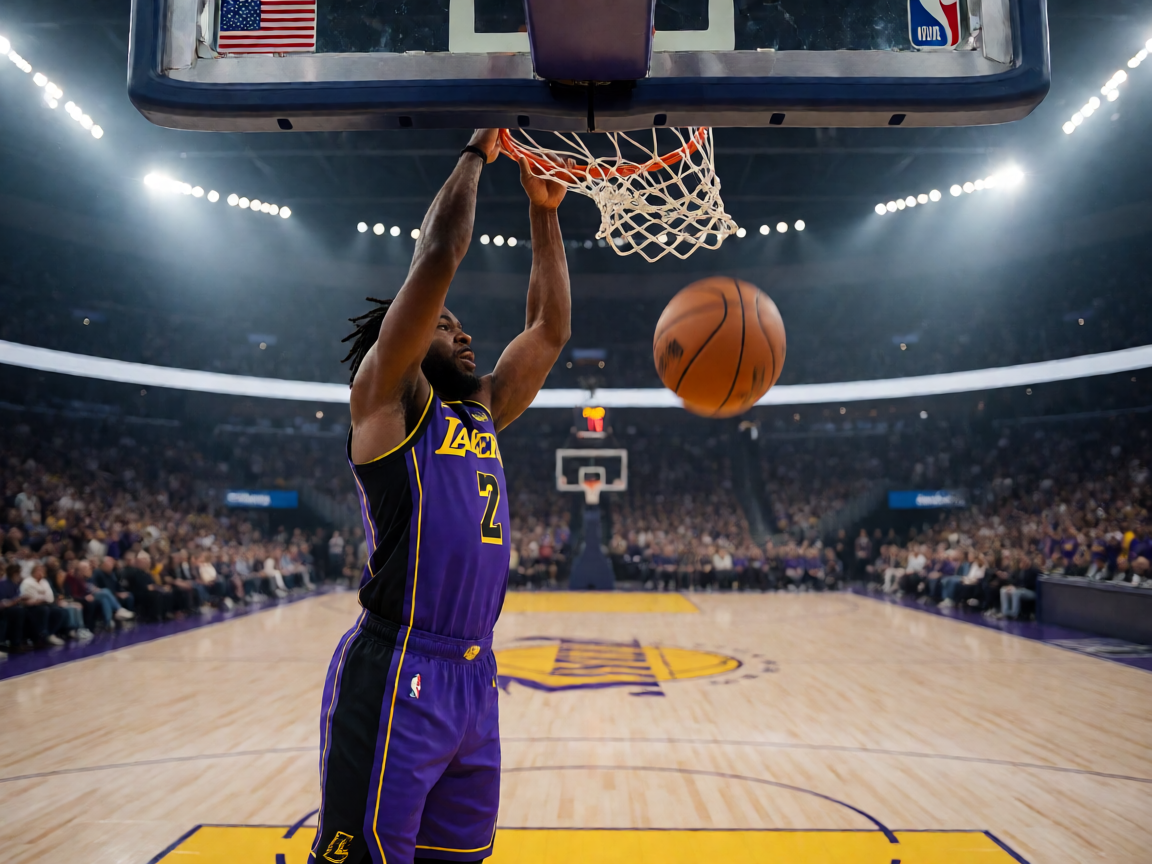 NBA篮球比赛中球员的扣篮瞬间